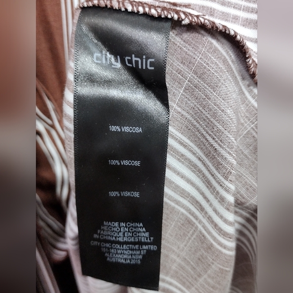 NWT City Chic Stripped Casablanca Dress Women's XL Brown White Boho Retro 90s - Picture 14 of 14